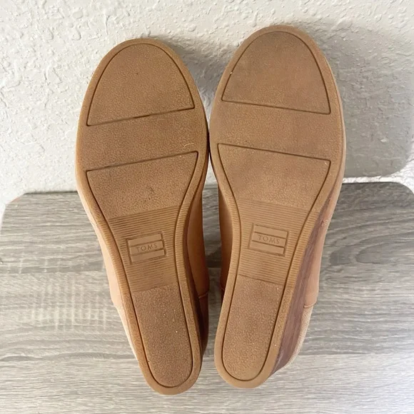 Toms Kelsey Tan Brown Casual Leather Wedge Ankle Booties Boots Shoes Size 8.5 - Picture 10 of 12